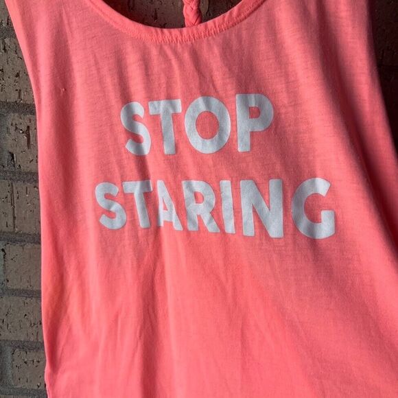 Electric Pink Breaded Racerback Tank Top Sz L Coral Pink Summer Loose Fit - Picture 4 of 8
